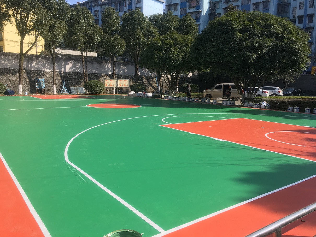 懷化廣鐵單位硅pu籃球場施工完成 懷化廣鐵單位硅pu籃球場施工完成